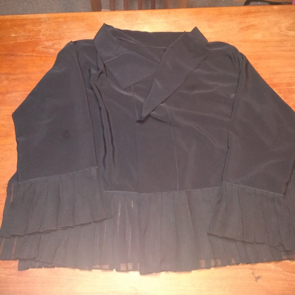 Milli Black Sheer Open Front Jacket, Size S, Pleated Hem & Cuffs, Flowy … - Picture 2 of 12